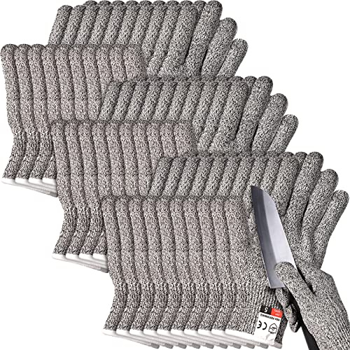 Potchen 15 Pairs Cut Resistant Gloves Level 5 Protection Cutting Anti Cut Gloves for Kitchen Fish Slicing and More (Large)