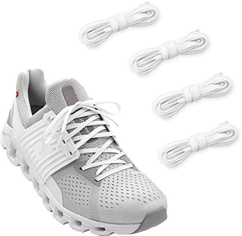 NDTEZUGT 2 Paare Schuhbänder für On Cloud 5 Gym Schuhe, 6mm Dünne Schnürsenkel, Flache Shoe Laces Ersatz für Sportschuhe (White, 54/140cm)