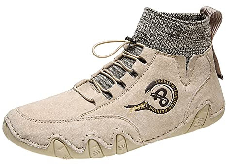 Scarpe da Arrampicata Bambino Stivali da Pesca Uomo Alti Scarpe Uomo Estate Stivali Uomo Pelle Estivi 2023 Sneaker Uomo Bianche E-Beige 22.99