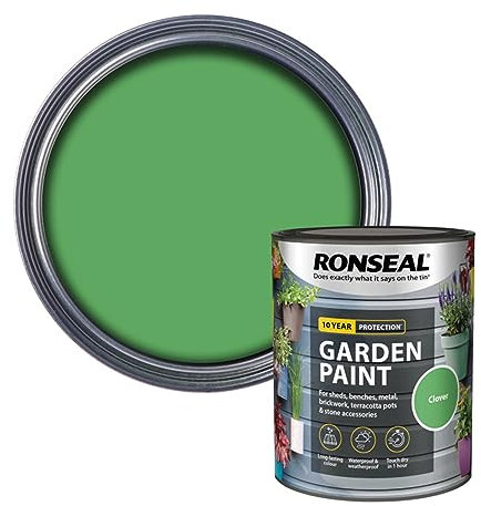 SAVING HUB Fence Paint Garden Shed Paint 750ml - Exterior Wood Paints Tin Waterproof, Weatherproof Paints - For Benches, Metal, Brickwork, Terracotta Pots, Stones, Tin (Clover)