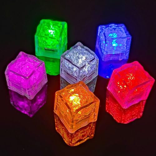 12 Cubitos de Hielo LED Colorido, Juguetes Baño para Bebés, LED Cubitos Hielo para Bañera, Cubos de Bielo con Luz de Neón, Sensor de Líquido Juguetes Ducha, Juguetes Bañera, Regalo para Niños