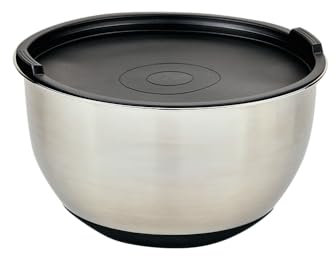 Kesper | Rührschüssel mit Deckel, Material: Edelstahl, Kunststoff, Silikon, Maße: Ø 18 cm, Höhe: 10 cm, Farbe: Silber, Schwarz | 90895