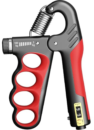 Grip Strength Trainer with Automatic Counter, Hand Gripper Strengthener, 11-220 lbs (5-100 kg) Adjustable Forearm Exerciser, Suitable for Athletes Musicians and Hand Rehabilitation Trainers