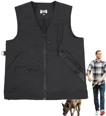 Jomewory Training Dog Vest, Waterproof Handler/Trainer Jacket for Men/Women, Black, Large Breeds