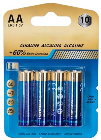 Batterie AA alcaline LR6 da 1,5 V, disponibili in una comoda confezione da 4 pezzi. Perfetti per alimentare i tuoi dispositivi elettronici in modo efficiente e duraturo.