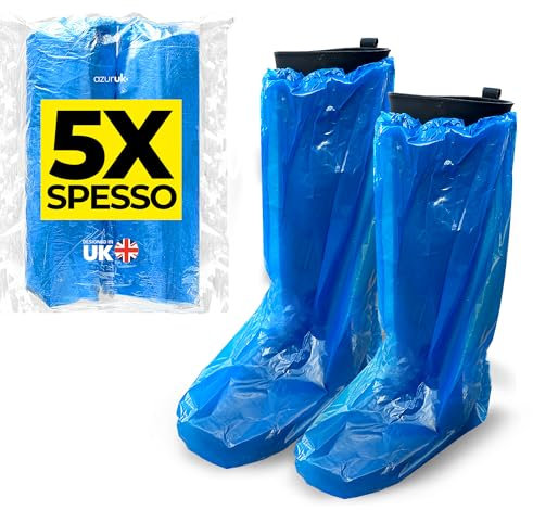 AzurUK Disposable Boot Covers - Rain Shoe Covers, Large Shoe Covers - Long Overshoes, Waterproof, Extra Large, Perfect for Gardening, Dog Walking - 5x Thick (50 pcs)