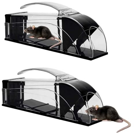 KBIBCK Humane Mouse Traps, 2 Pack Mouse Traps for Indoors, Reusable Live Mouse Trap, Mouse Trap No Kill Live Catch, Handheld Design, Pets and Children Friendly, Live Mice Traps for Indoors & Outdoors
