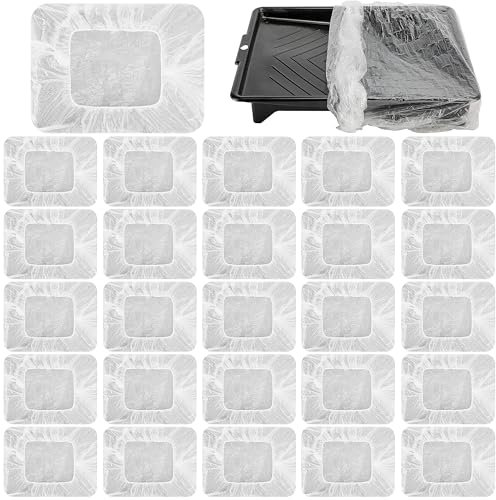Nkiy Quen 30 Pcs Disposable Paint Tray Liners-9 Inch Paint Roller Tray Liner-Paint Pan Cover for House Painting Improvement DIY Projects