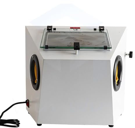 Armoire de sablage à double stylo avec collecteur de poussière, grande fenêtre de visualisation et lumière LED pour un nettoyage efficace et une préparation de surface