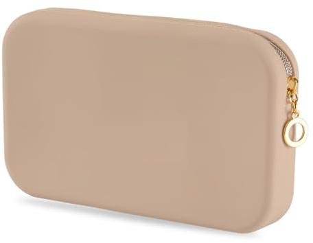 Silicone Makeup Bag,20 * 12 * 3 cm,Travel Silicone Cosmetic Bag with Zipper,Washable Cosmetic Brushes Holder,Make up Storage Bags,Portable Makeup Organiser for Ladies Girls