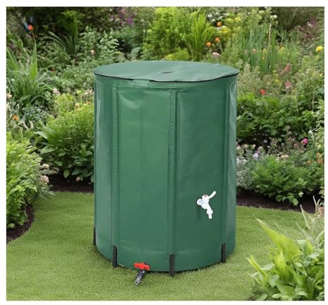 HOFUNTRE Barile for Pioggia Pieghevole， Barile for Raccolta Acqua Piovana，Tessuto Giuntato Termosaldato, Struttura Stabile E Durevole, Adatto A Vari Scenari di Utilizzo dell'Acqua(Green,50L)