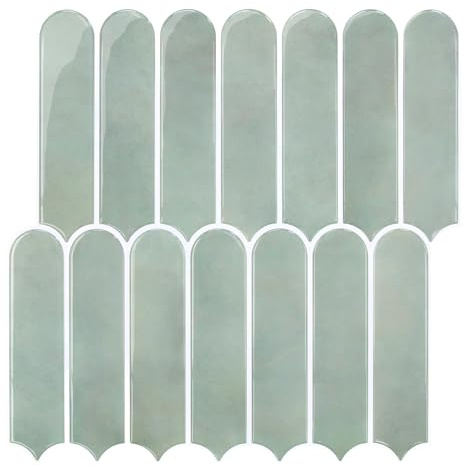 COMSTICKC Más Grueso Azulejos Adhesivos 3D Verde Vintage, 10 Piezas, Baldosas Adhesivas Pared 3D de Vinilo, Paneles de Pared 3D para Cocina y Baño, Impermeables, 30.5 x 30.5 cm, 2,5 mm de Grosor