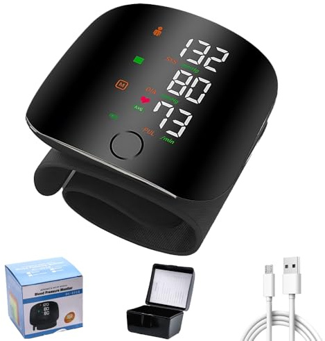 KUWUNG Wrist Blood Pressure Monitor, Rechargeable LED Touch Screen Blood Pressure Machine, Automatic Accurate Blood Pressure Monitors Wrist, Adjustable Wrist BP Monitor Blood Pressure for Adult Elder