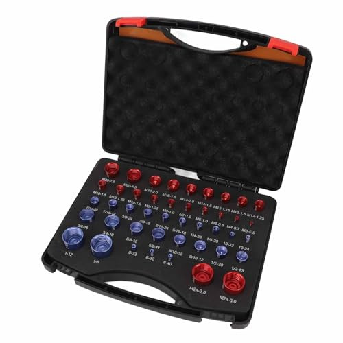 Sorandy Comprobador de Roscas de Tuercas y Pernos Juego de Calibres Eficientes de Aleación de Aluminio para Inspección de Roscas para Taller Mecánico Rojo Azul Juego de Calibres Identificadores de