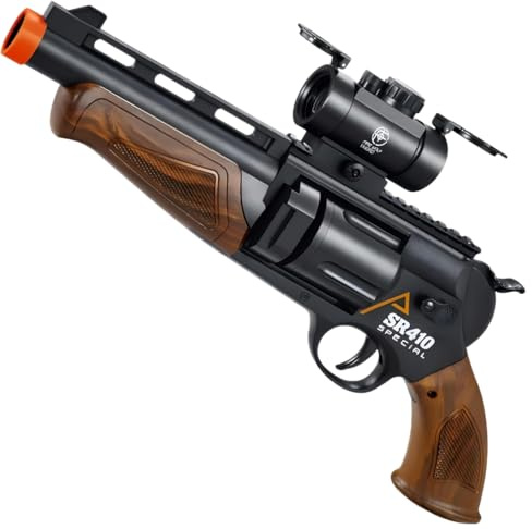 2 in 1 Foam Blaster Shotgun with 4 X Scope Soft Dart Blaster Toy Gun Set with 60 EVA Darts 5 Dart Rotating Drum 1 Sight for 14+ Years Soft Foam Darts Blaster (brown)