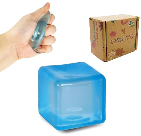Fumzazyllo Small Squeeze Cube – Squishy Stress Relief Toy, Portable Fidget Toy for Kids & Adults, Anxiety Relief, Sensory Toy, 3.5cm (Blue)