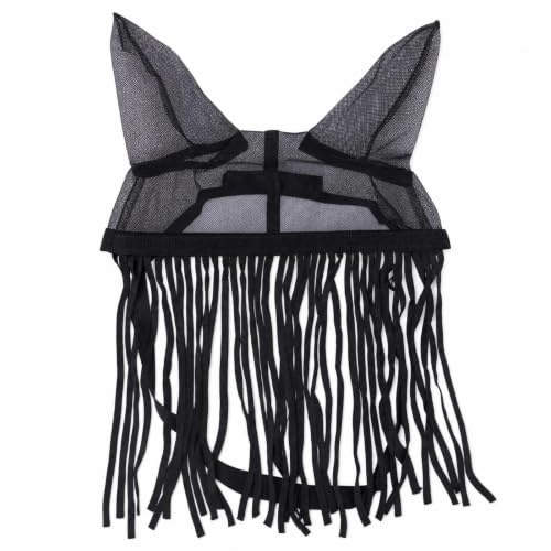 rockible Masque Anti-Mouches Cheval Visage Œillères Couvre-tête Franges Protectrices Sangles Ajustables Maille Respirante Maintien Fiable Adapté à l'Équitation Pâture Écurie Sortie Quotidienne