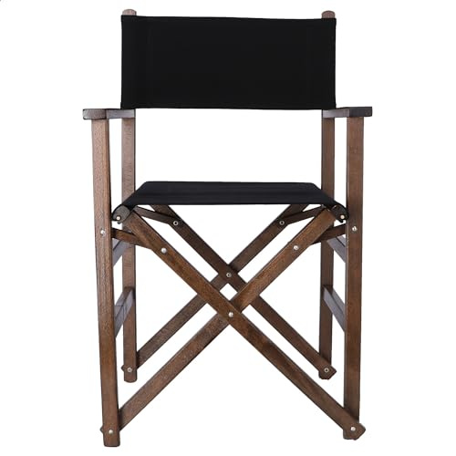 Silla de Director de Madera Nogal con Lona de Color Negra