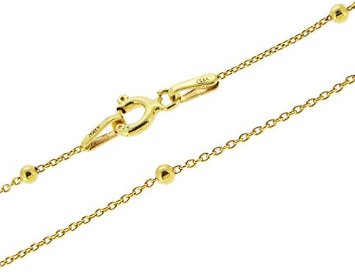 WANDA PLATA Chaîne en argent 925 Plaqué Or avec petites boules pour femme 40 cm