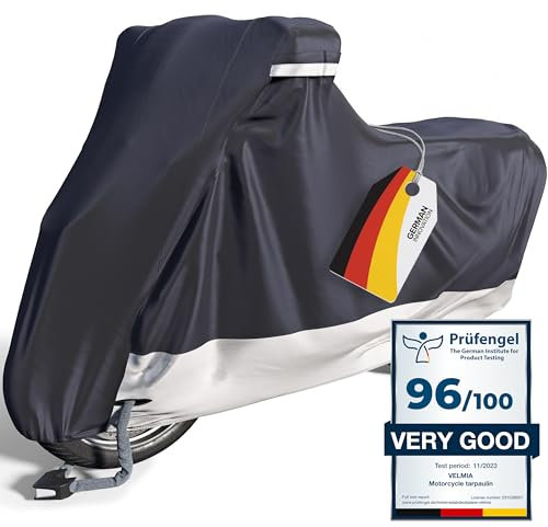Velmia Bâche Moto pour extérieur & intérieur [Taille XL] Housse Scooter étanche, pour l’Hiver, protège Le Vernis & thermorésistant