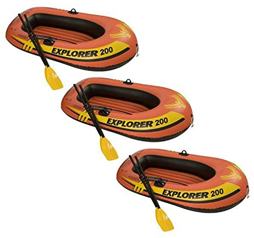 INTEX 58331EP Explorer 200 Inflatable Boat Set: Includes Deluxe Boat Oars and Mini Hand Pump β Dual Air Chambers β Grab Rope β 2 Person β 210lb Weight Capacity