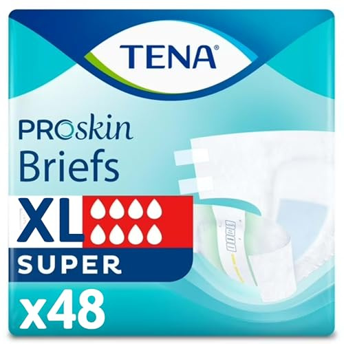 Tena Proskin Super Briefs, Incontinence Adult Diapers, Unisex, XL, 48 ct