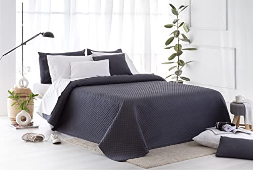 Todocama Couvre-lit Fin avec Motif piqué pour Le Printemps, l'été, l'automne et l'hiver. 100% Microfibre Extra Douce. Housse de Couette Multifonction 140/150/160 – 250 x 260 cm. Gris foncé