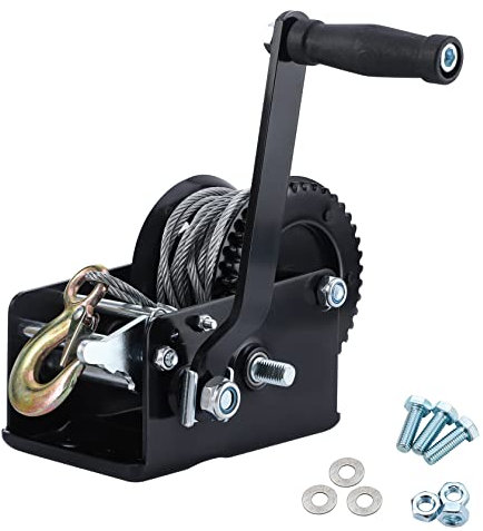 Pindex Cabrestante manual 3000LBS (1365kg) con manivela 4:1 8:1 cargas pesadas, Usar en Camionetas,Remolques y Otras Aplicaciones Móviles - Negro