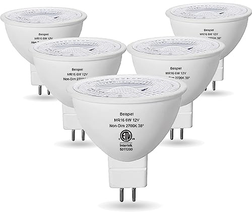 Beispiel MR16 Led Bulbs 6W, 35W Halogen Equivalent,2700K Soft Warm White,12V Low Voltage GU5.3 Spotlights for Outdoor Landscape Flood Track Lighting,Non-Dimmable,Pack of 5