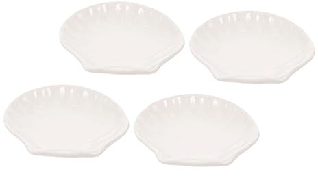 BESTonZON Keramik Gewürzschale 4 Stück Muschelförmige Sojasauce Dip-Schalen Teebeutelhalter Für Küche Sushi Party Und Büro