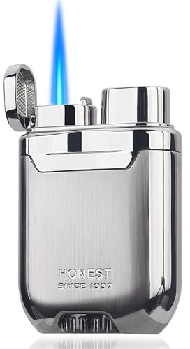 HONEST Accendino a butano, antivento, da uomo, idea regalo per candele, campeggio, uso familiare (Argento)