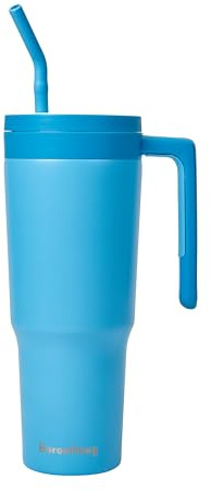 BaronHong 40 oz dubbelväggig rostfritt stål vakuum isoleringsmugg med handtag och sugrör, 1 200 ml, drickkopp, isolerad kaffekopp, bilmugg, resemugg, termosmugg för kalla varma drycker