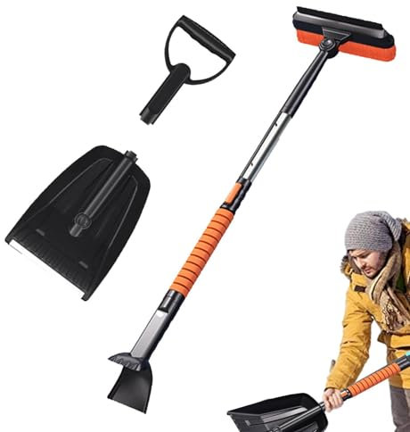 Pelle à neige résistante, pelle à neige pliable pour voiture, brosse à neige extensible, kit de balai à neige de grande capacité avec manche en aluminium épaissi pour entrée, garage, maison, voiture
