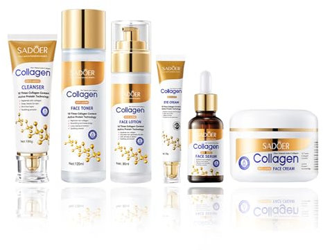 Collagen-Hautpflegeset, Gesichtspflegeset mit Collagen-Extrakt, feuchtigkeitsspendend, beruhigend, reinigt die täglichen Make-up-Rückständen Valentinstags- und Feiertagsset