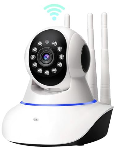 Caméra Surveillance WiFi Caméra 350°/100° Connectée Smartphone, Vision Nocturne, Notifications en Temps Réel, Détection de Personne, Suivi de Mouvement, Télécommande, pour Bébé/Animaux (Blanc)