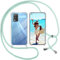 ISOI Funda con Cuerda para OPPO Find X5 Lite, Carcasa Transparente TPU Suave Silicona Case con Correa Colgante Ajustable Collar Correa de Cuello Cadena Cordón, Verde