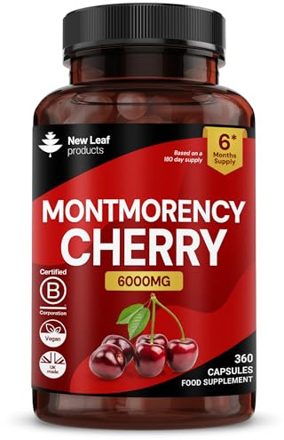 Montmorency Cherry 6000mg - 360 Capsules High Strength Concentrate - Natural Tart Cherry Vegan Supplements (not Tablets or Powder) - Non-GMO, 6 Months Supply - (2 per Serving) Made in The UK