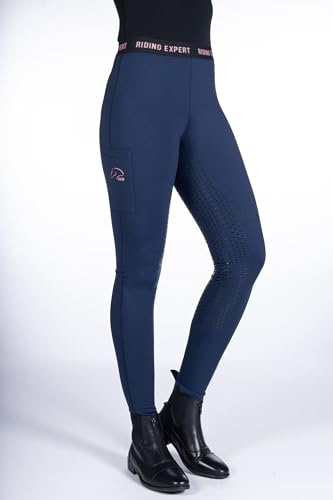 HKM Graz Style Fond 1/1 en Silicone Leggings d'équitation pour Femme Rouge 40/42