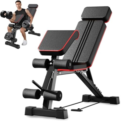 PORIYA Adjustable Weight Bench Full Body Workout Multi-Purpose Foldable Strength Training Benches Decline Incline Bench for Home Gym
