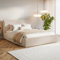 MOTIVENA Leno Bett 200x200, Polsterbett 200x200 Samt, mit Bettkasten, mit Stauraum, mit Lattenrost, mit Kopfteil, ohne Matratze, Beige (Creme)