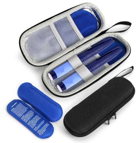 MOSTFUN Estuche Insulinacon 2 Bolsas de Hielo, Nevera Insulina Viaje, Nevera Medicamentos Portatil para Tomar Bolígrafos de Insulina u Otros Suministros para Diabéticos (Negro)