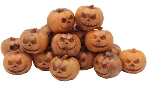 Générique Deco Automne - Halloween Decoration | Lot de 20 Mini Citrouilles Fantômes en Résine – Figurines Halloween pour Décoration Maison, Ornements Miniatures Souriants pour Table, Fête Ou Carnaval