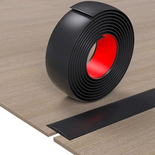 JTPMYFT Bandes de Transition for sols, Bandes de Bordure Auto-adhésives for revêtements de Sol en Vinyle, Bandes de recouvrement des Joints de Sol(Black,4cm)