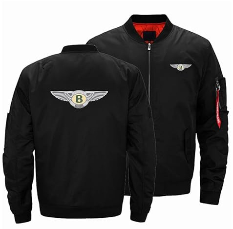 WDOZHGF Baseballjacka för män med ståkrage klassisk pilotstil B.L. Casual sportkläder med långa ärmar, svart, XL