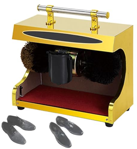 KLYDBMYT Limpiabotas automático para el hogar/recepción de Hotel, máquina eléctrica de Titanio con Cepillo Doble, silenciosa y fácil de Limpiar, Color Amarillo.