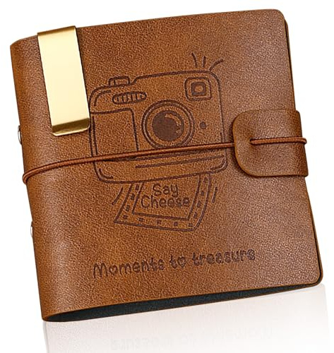 Mini Fotoalbum 50 Taschen – kompatibel mit Fujifilm Instax Mini 9/8/11/90/25 & Polaroid Snap/Z2300, Braun; kleines Fotoalbum von für 6,9×9,4 cm Sofortbilder, Travel Photo Book