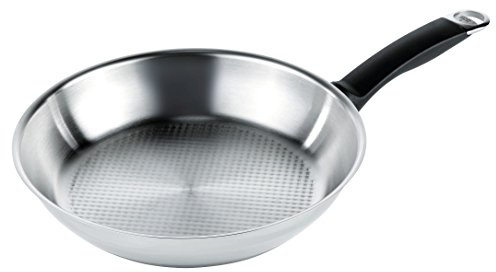 KUHN RIKON Silver Star Bratpfanne / Pfanne unbeschichtet aus Edelstahl mit Wabenboden, 28 cm, alle Herdarten inkl. Induktion, krosses und fettarmes Braten