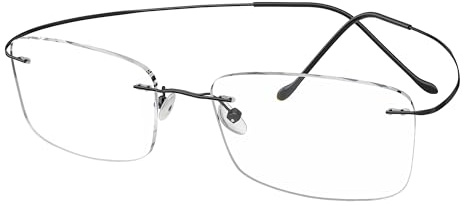 Eyekepper Gafas de Lectura Sin Montura para Hombre y Mujer Titanio, Ancho de Lente 55 mm, Negro 1.50