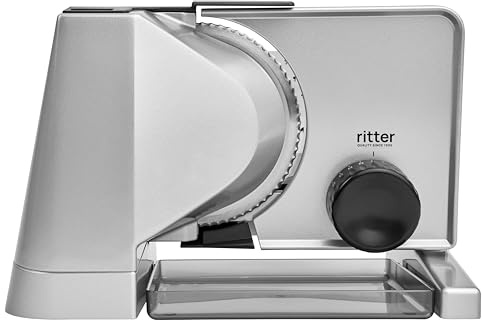ritter solida 4 Electrical Food Slicer with eco Motor, Made in Germany, Full Metal, 65 W, Silver