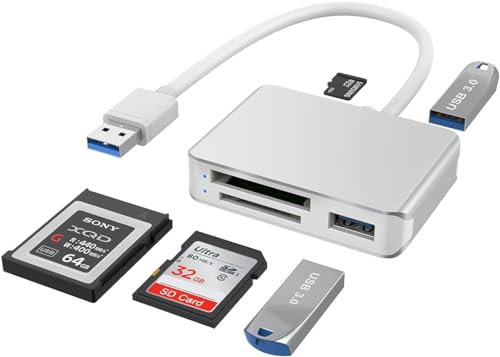 Lettore di schede XQD/SD/TF con 2 porte USB3.0, adattatore per lettore di schede di memoria con velocità fino a 5 Gbps, compatibile con Windows/Linux/Mac OS/Vista